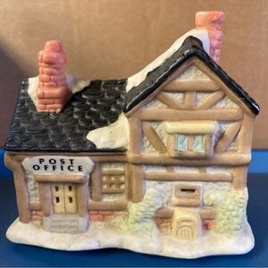 Vintage Charming Ceramic Post Office Figurine Christmas Village